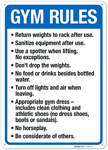 Gym Rules Return Weights to Rack After Use Sanitize Equipment After Use by SigoSigns