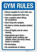 Gym Rules Return Weights to Rack After Use Sanitize Equipment After Use by SigoSigns