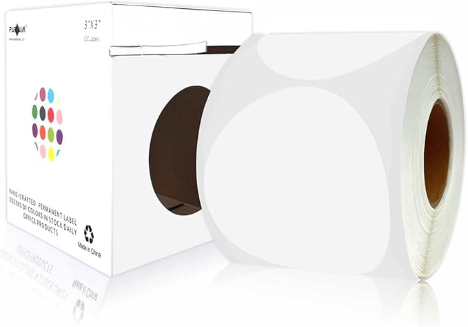 PARLAIM 3 Inch Round Color-Code Dot Stickers, 500 3" X 3" White Color Coding - Image 2
