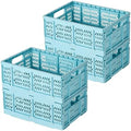 4-Pack Plastic Storage Crates,20L Foldable Baskets,Collapsible Crates, Storage Baskets and Bins for Home Storage, Office Products(Lt Blue) by MakeLifeSimpleandEfficient