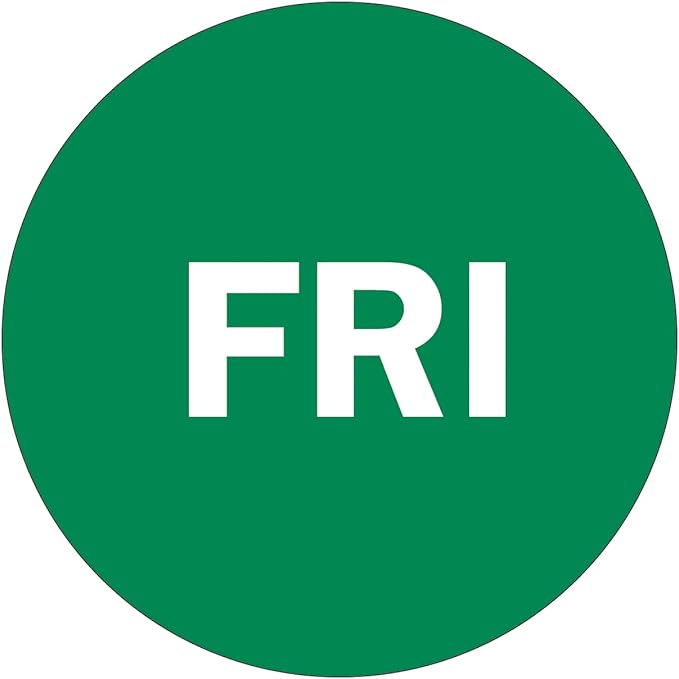 NextDayLabels - 2" Round Green, Self-Adhesive Labels, Day of The Week Color by NextDayLabels