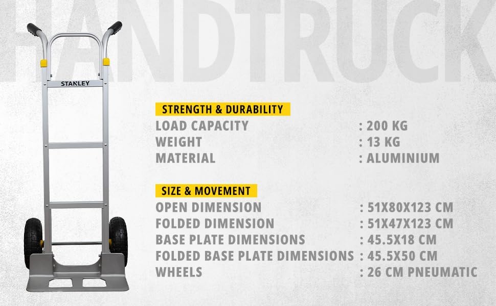 Stanley Aluminium Hand Truck-200KG, Silver, SXWTI-HT514 - Image 3