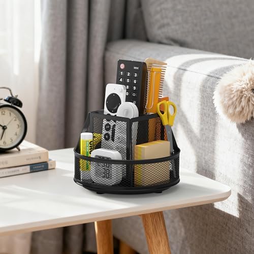 Docnest 360°Rotating Mesh Desk Organizer,6-Compartment Pen Holder,Black - Image 6