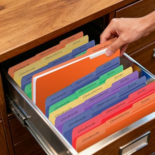 30-Pack Color File Folders, 1/3 Cut Tab, Assorted 5 Colors Letter Size Manilla Folder for School/Office/Classroom - Image 6