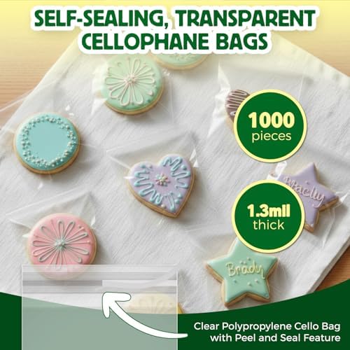 Seal Fresh Self Sealing Cellophane Bags - 5" x 7" (1000 Count) - Clear Plastic Resealable Cello Bag - Cellophane Treat Bags, Cookie Bags for Packaging, Candy bags, Cello Bags, Pastry Bags - Image 2