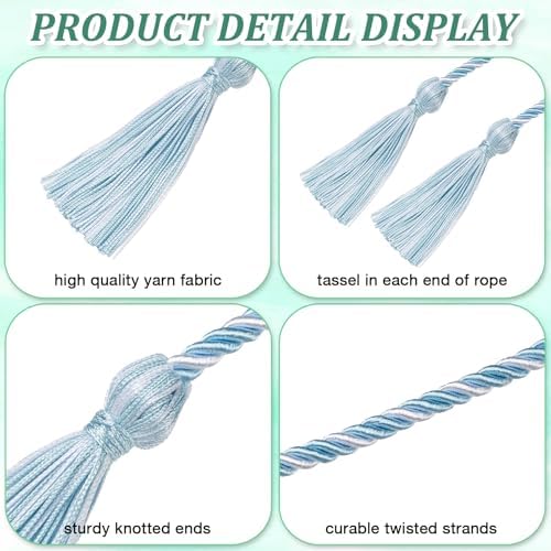 Sky Blue White Graduation Cord, Graduation Honor Cords Braided Tassels Cord for 2026, 68” Long Polyester Yarn Honor Ropes for 2026 Grad Decorations, Party Ceremonies - Image 3