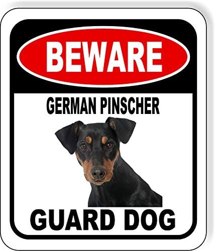 BEWARE GERMAN PINSCHER GUARD DOG Aluminum Composite Outdoor Sign 8.5" x10" Metal Security Notice for Yard, Fence, Porch, Property, and Business – No Trespassing, Warning, Attack Dogs, Protection by WorkHouseSigns