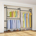 Timate P2 Industrial Pipe Clothes Rack, Wall Mounted Open Closet System with 3 Hanging Rods, L-Shape & Straight Configuration Garment Rack for Closet, Bedroom, Apartment, Retail Display, Black by SturdyWallMountedClothesRack