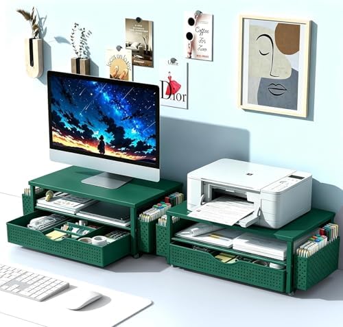 Spacrea Desk Organizers and Accessories, Printer Stand with Storage, Green - Image 7