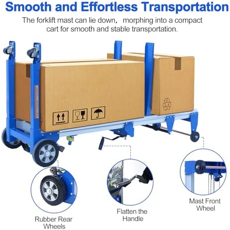 122" Material Lift Winch Stacker, Hand Winch Lift Truck with Fixed-Leg, Manual Material Lifter Pallet Stacker for Contractor, Workshop, Industrial, 400lbs - Image 5