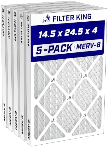 Filter King 14.5x24.5x4 Air Filter MERV 8, AC Furnace Filters (5-Pack) by FilterKing