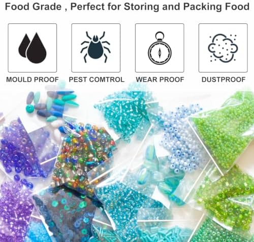 2''x 2'', (Pack of 100) 2 mil Thick Clear Plastic Reclosable Zip Poly Bags with Resealable Lock Seal Zipper for Photo, Jewelry, Bakery, Treats, Travel, Storage, Packaging & Shipping - Image 6
