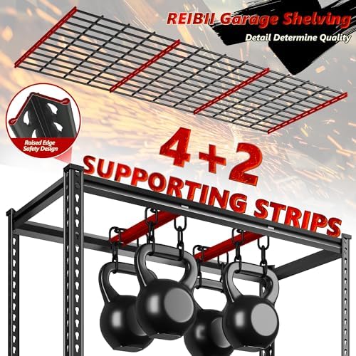 REIBII 6 Tier Adjustable Heavy Duty Metal Shelving for Garage Warehouse - Image 6