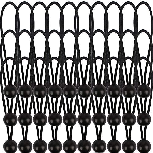 AOPRIE 30 Pack Bungee Balls 9Inches Black Ball Bungee Heavy Duty Heavyweight Tarp Bungee Cords, Weather Resistant Tie Down Strap 4mm Thickness - for Camping, Tents, Cargo, Holding Wire and Hoses by AOPRIE
