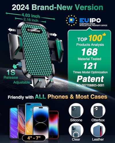 VANMASS [True Military-Grade] Car Phone Holder [Strongest Suction & Clip] Cell Phone Mount for Dashboard Windshield Vent Truck Accessories Cradle Dash Stand for iPhone 15 14 13 12 Android,Green - Image 5