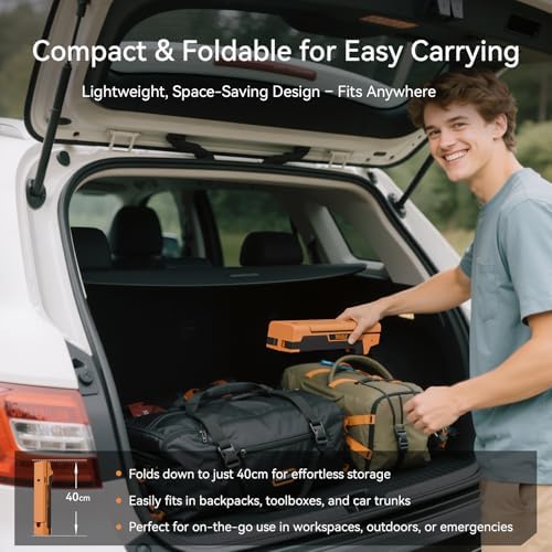 LED Work Light with Stand Foldable Tripod Lighting 1500LM Adjustable Stand for Construction, Outdoor, DIY Camping, Gift for Man Fathers Day, IP54 Waterproof, Rechargeable Battery with Type-C Charging - Image 5