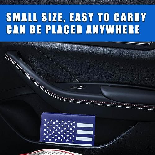 Ziciner Car Registration Insurance Holder, 2Pack Essential Auto PVC Card Document Glove Box Organizer with Velcro Closure, Universal Car Accessories for Men & Women (Blue/Back Flag) - Image 5