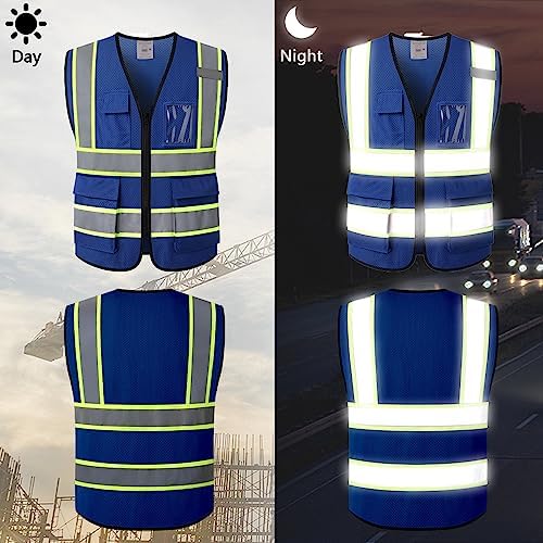 Reflective Safety Vest for Men Women with Pockets,KZ177,Blue,3XL - Image 5