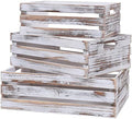 Large Size Wood Crates For Storage,Decorative Vintage White Wooden Crates For Display,Handmade Solid Wood Boxes,Set Of 3 Rustic White Wooden Crate. (vintage white) by SENRYEE