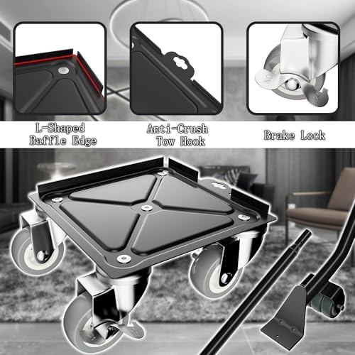 2,400 lb Capacity Furniture Dolly Set, 6.8-Inch Platforms, Black - Image 4