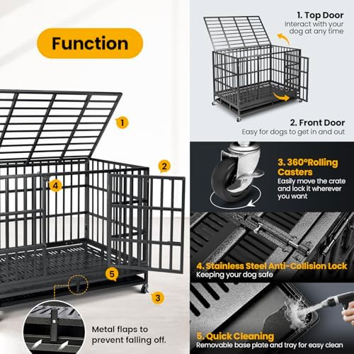 Oranland 48 Inch Heavy Duty Dog Crate,Upgraded Reinforced Baseplate - Image 4