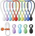 Tounee Reusable Silicone Magnetic Cable Ties - 2 Sizes Combo (4pcs 2.56'' + 20pcs 7.16'') - Multi-Purpose for Cable Bundling, Organizing, Bookmarks & Fridge Magnets - Assorted Colors, Pack of 24 by tounee
