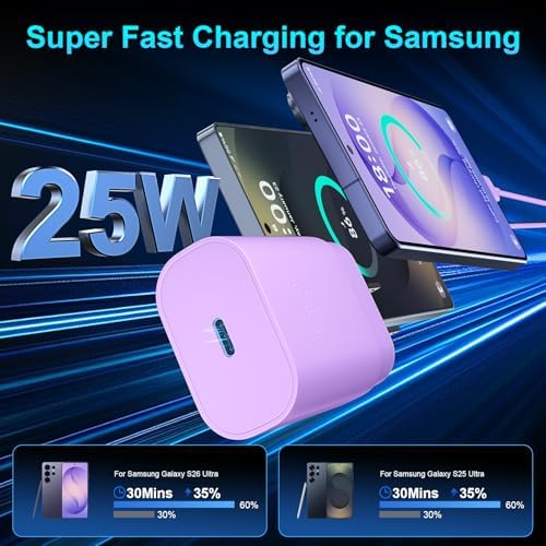 Super Fast Charger Type C, 25W USB C Wall Charger Fast Charging 10FT Cable - Image 2