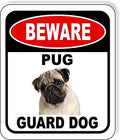 BEWARE PUG GUARD DOG 2 Aluminum Composite Outdoor Sign 8.5" x10" Metal Security Notice for Yard, Fence, Porch, Property, and Business – No Trespassing, Warning, Attack Dogs, Protection by WorkHouseSigns