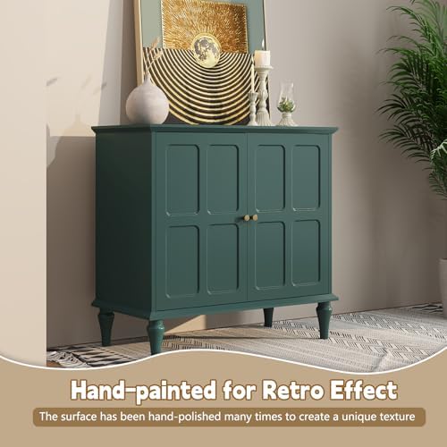 ARTPOWER Green Sideboard Buffet Cabinet with Storage, Mid-Century Modern Storage Cabinet with 2 Doors and Adjustable Shelves, Accent Style Sideboard for Entryway, Dining Room, Living Room - Image 5