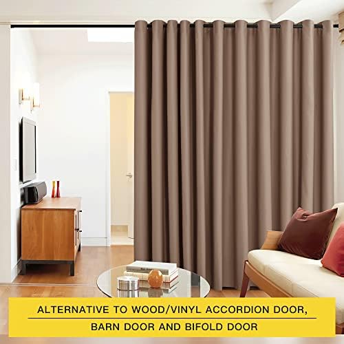 NICETOWN Cappuccino Dividers Curtains Screens Partitions, Premium Heavyweight Laundry Room Divider for Office, Vintage and Sliding, Including Silver Ring Top (1 Panel, 20ft Wide x 7ft Long) - Image 2