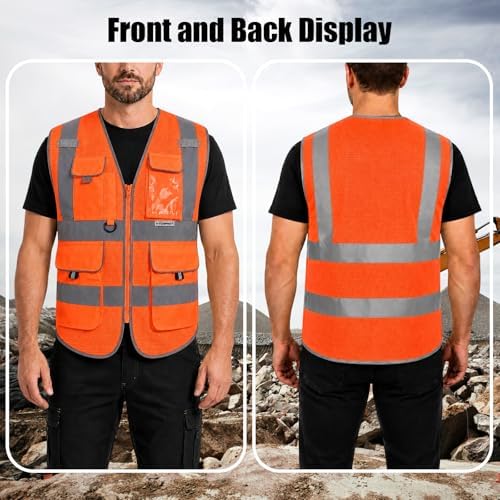 HYCOPROT High Visibility Safety Vest Hi Vis Reflective Construction Vests with Pockets for Men Women,Meets ANSI/ISEA Standard - Image 5