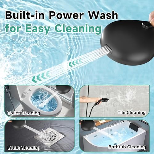 BRIGHT SHOWERS High Pressure Shower Head with Handheld, 9 Spray Settings Showerhead Built in Power Wash to Clean Tub and Pets, Extra Long 69" Hose, Adjustable Bracket, Matte Black - Image 3