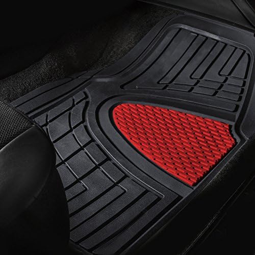 FH Group Premium Liners Tall Channel Trimmable All Weather Rubber Full Set Car Floor Mats (Red) w. Trimmable All-Season Cargo Liner (Black) - Universal Fit for Cars Trucks and SUVs - Image 2