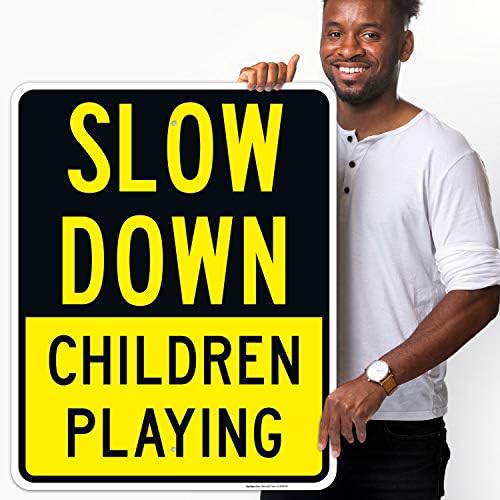Slow Down Children Playing Sign, Traffic Sign, - Image 2