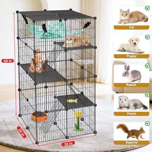VISCOO Cat Cage, 4-Tier DIY Cat Enclosures Catio,24"x24"x 48" Cat Playpen - Image 2