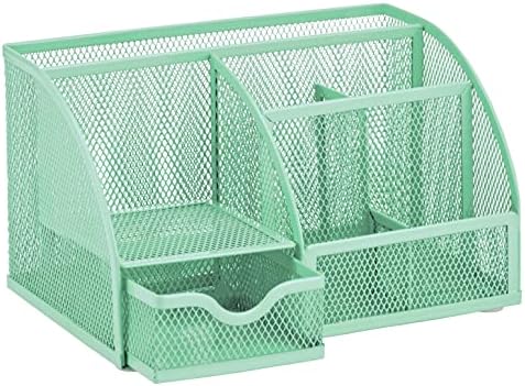 Annova Mesh Desk Organizer Office with 7 Compartments + Drawer/Desk Tidy Candy/Pen Holder/Multifunctional Organizer (Green23) - Image 4