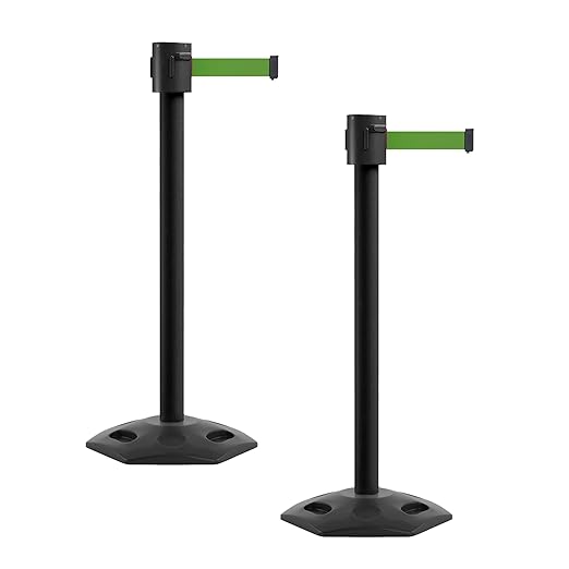 Montour Line MSR760 Set of 2 Retractable Belt Barrier Stanchion, Rubber Base by Montour+Line