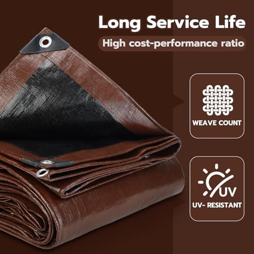 12x12 FT Tarp Waterproof, 16 Mil Tarps Heavy Duty Waterproof Multipurpose Protective Cover UV Resistant Rip & Tear Resistant with Grommets Reversible for Home Boats Cars Camping - Image 6