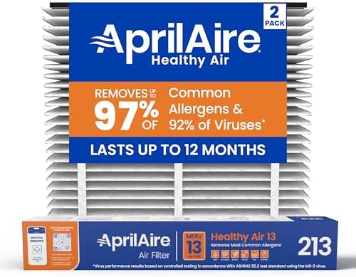 Genuine AprilAire 213 Replacement Filter for AprilAire Whole-House Air Purifiers - MERV 13, Healthy Home Allergy, 20x25x4 Air Filter (Pack of 2) by AprilAire