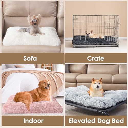 EHEYCIGA Fluffy Dog Crate Bed, Plush XX Large Dog Pillow, Pink - Image 6