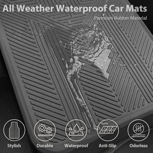 CAR PASS Universal Car Floor Mats & Cargo Liner Full Set, Waterproof Anti-Slip Rubber Trim to Fit Trunk Mats All Weather Protection Fit Car SUV Sedan Coupe Vehicle Automotive 5 Pieces, S-M Size Gray - Image 4