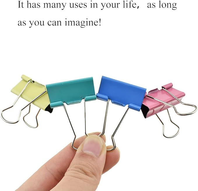 HAHIYO Binder Clips Paper Clamps Spring Steel Sturdy Medium 1.26 inches Width - Image 4