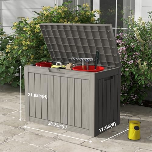 Mars Villa 50 Gallon Outdoor Storage Box, Deck Box Waterproof, Grey - Image 2