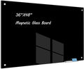 Magnetic Glass Whiteboard 48" x 36" Dry Erase Board Frameless Premium Tempered by JYYPWB