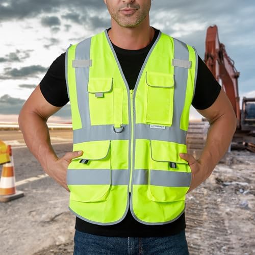 HYCOPROT High Visibility Safety Vest Hi Vis Reflective Construction Vests with Pockets for Men Women,Meets ANSI/ISEA Standard - Image 6