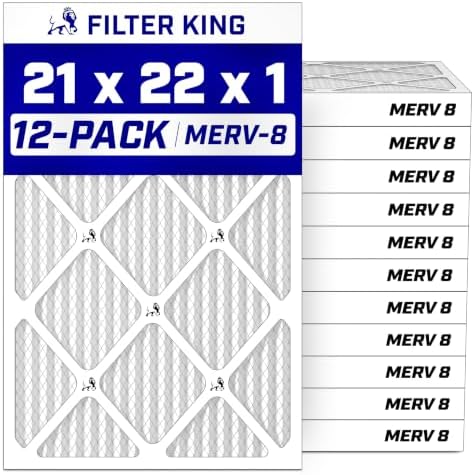 Filter King 21x22x1 Air Filter MERV 8, AC Furnace Filters (12-Pack) by FilterKing