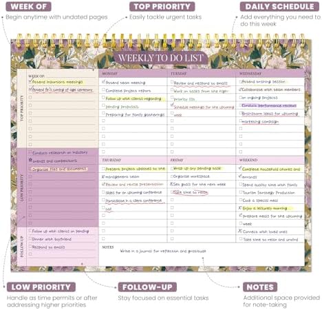 Weekly To Do List Notepad with 52 Undated Sheets（8.5"×11"）- Undated Weekly Planner Notepad for Office Desk Accessories and Supplies - Twilight Garden - Image 2