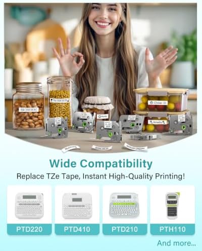 12mm 0.47" Laminated White Tape Replacement for Brother P-Touch Label Tape - Image 2