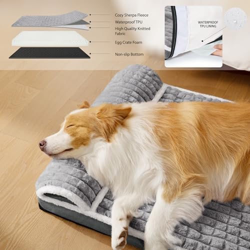 Orthopedic Large Dog Bed Pillow Pet Sofa Bed 36''X24'' Grey - Image 3