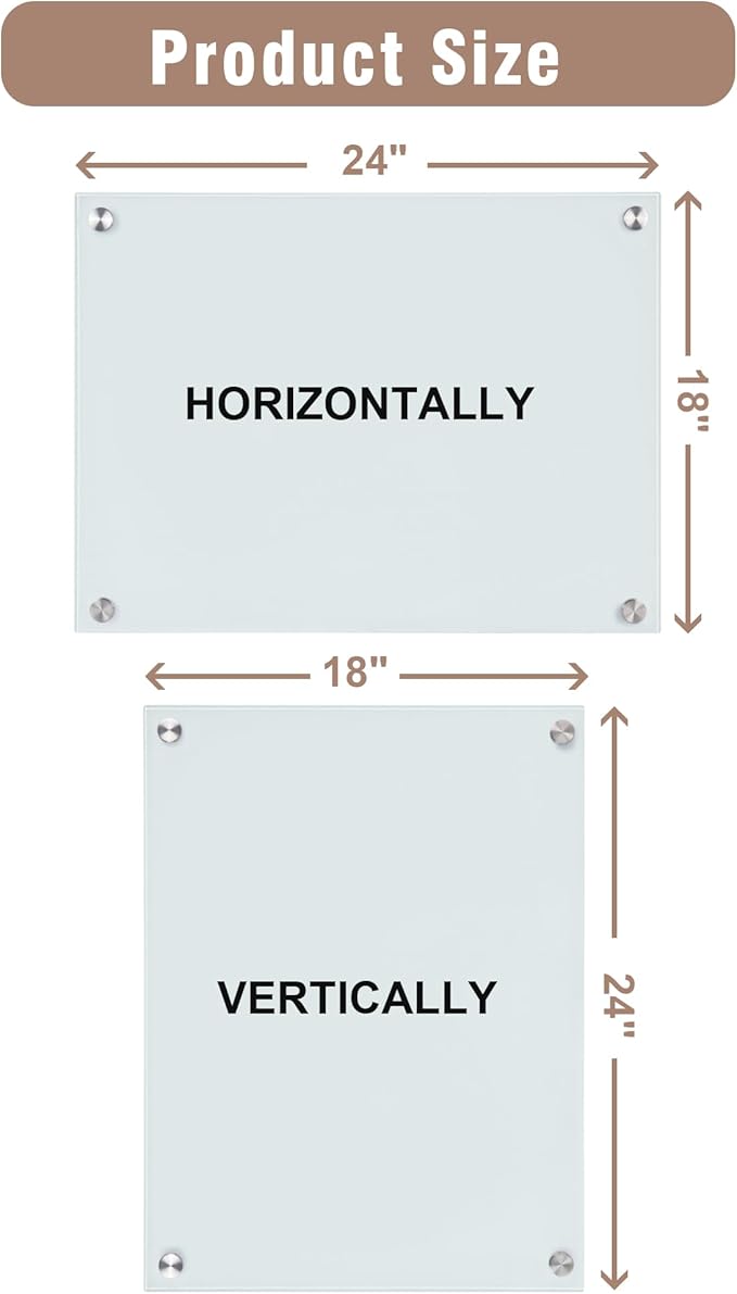 Mifuro Magnetic Glass Whiteboard，24"x18" Wall Mounted Frameless Dry Erase Board - Image 7